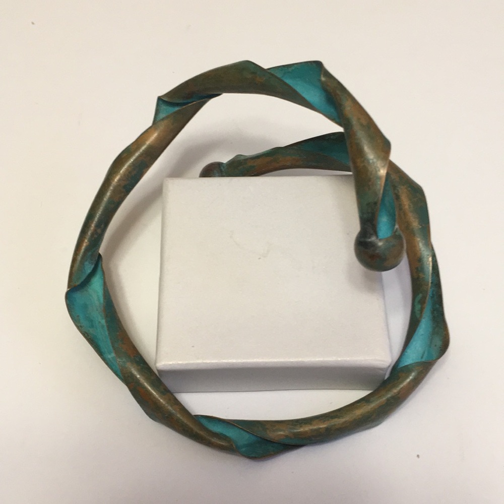 Rolled Metal Turquoise & Gold Bracelet